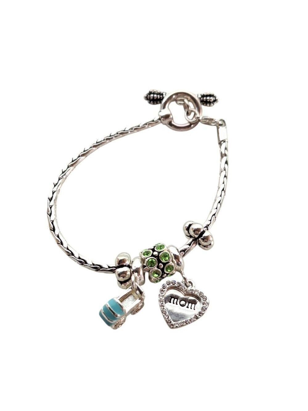 Davinci Silver Tone Mom and Baby Charm Bracelet